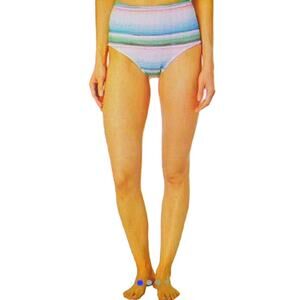 NWT Jantzen Aqua Blue Stripe Tummy Control Stretch Smooth Swim Bottom Large 14